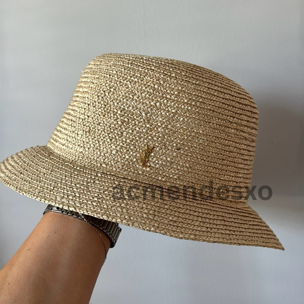 Saint Laurent Maglina Straw Bucket Fedora Hat